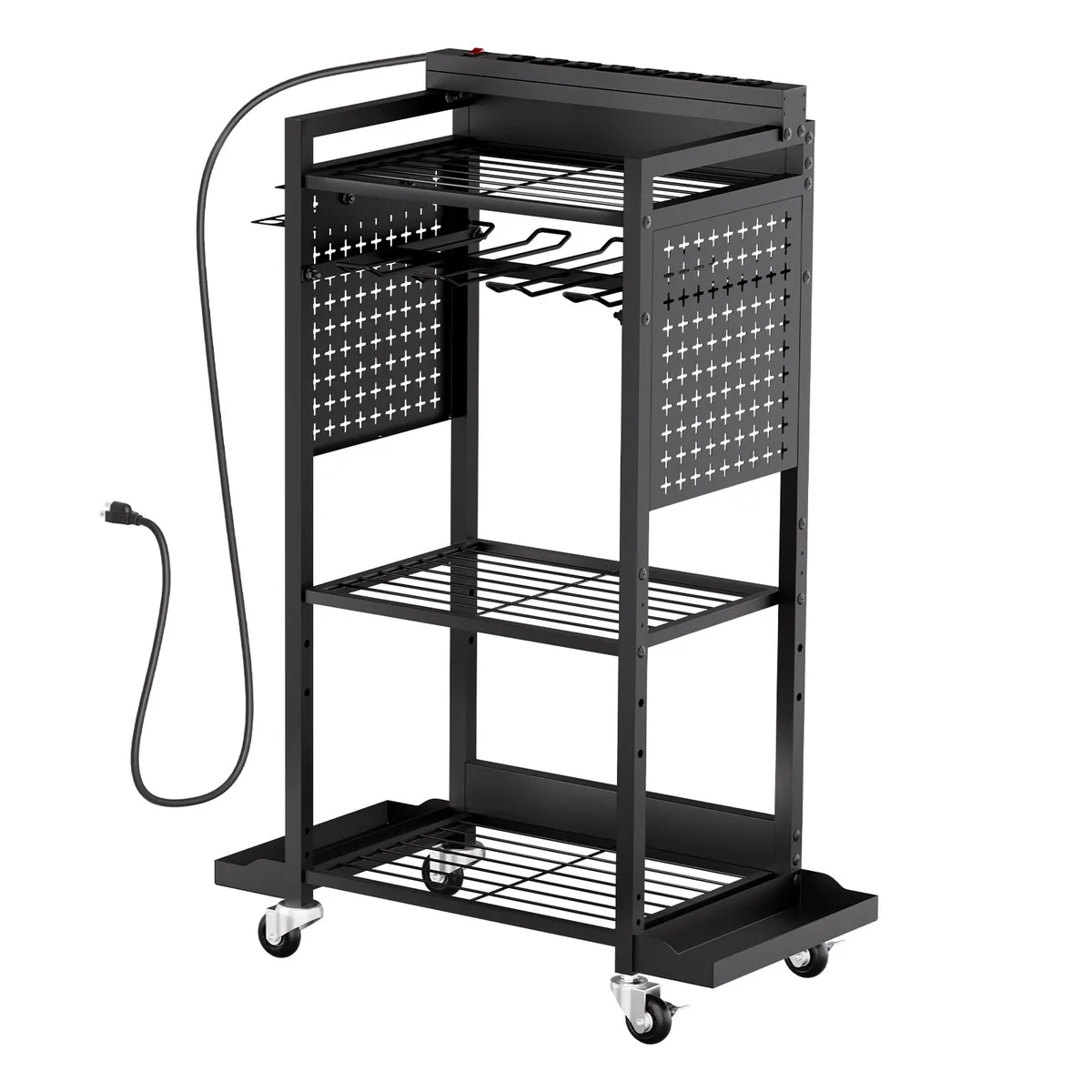 VEVOR VEVOR ETT01 4-Tier Tool Cart with 8-Outlet Charging Station — product photo