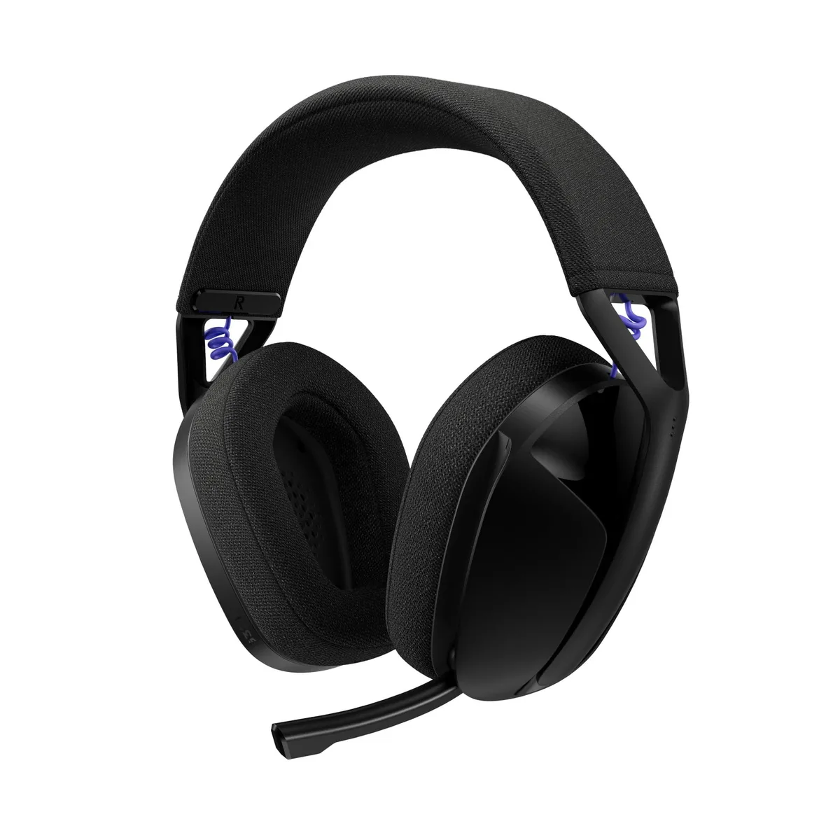 Black over-ear wireless gaming headset with boom microphone