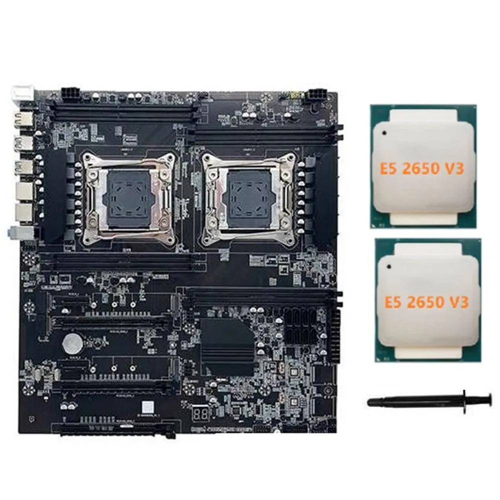 YINGHUA YINGHUA X99 Dual LGA2011-3 Server Motherboard with 2×E5-2650 V3 CPUs — product photo