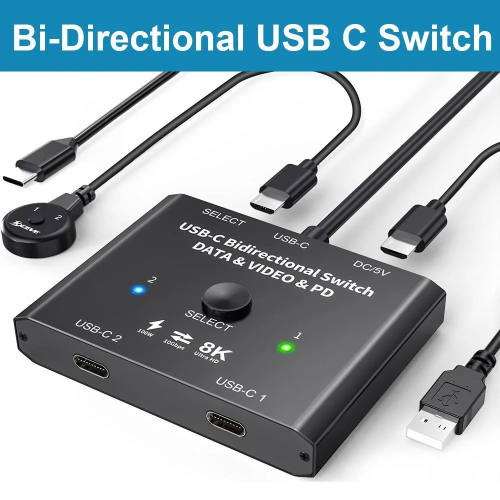 WRIARICH WRIARICH USB-C KVM Switch 2-in-1-Out 8K 60Hz 10Gbps 100W PD — product photo