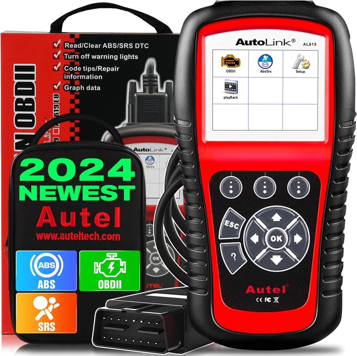 Handheld OBD2 scan tool with colour screen and cable