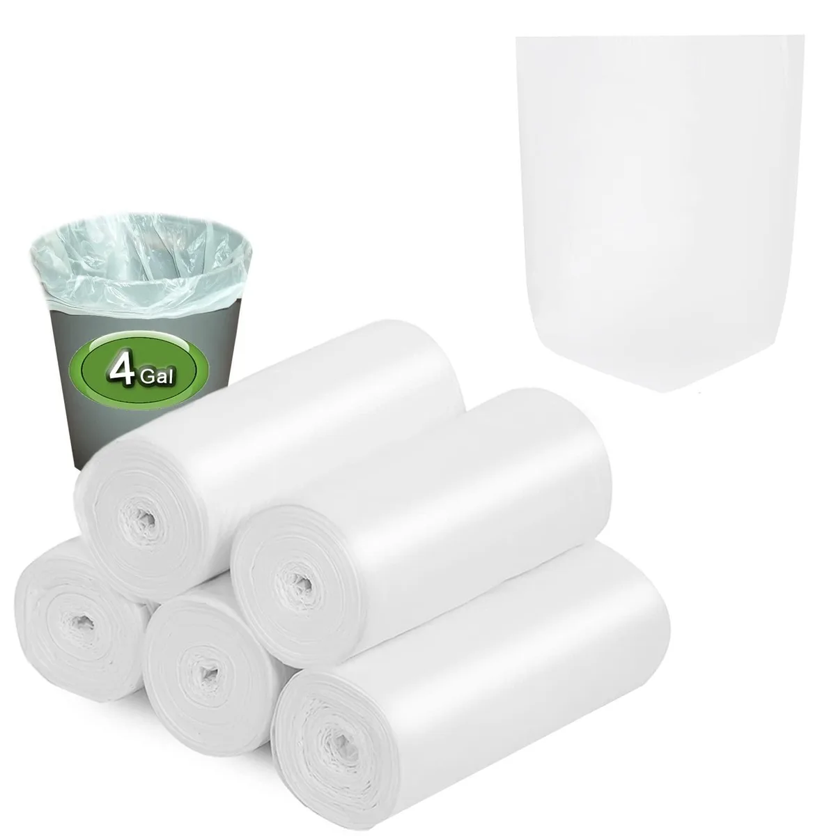  Inwaysin Biodegradable Trash Bags 4 Gallon White 200 Count — product photo
