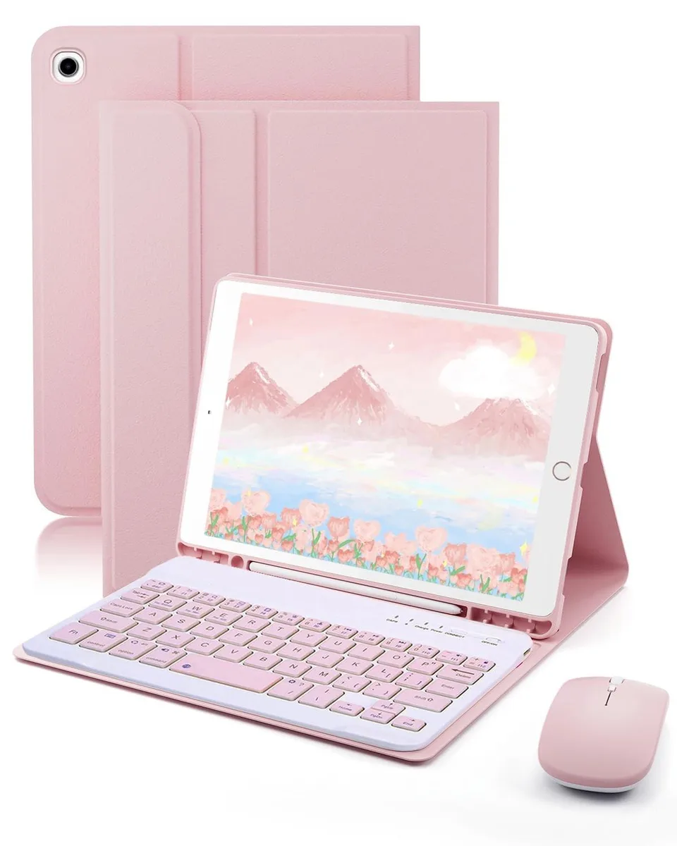 BoYata BoYata Keyboard Case for iPad mini 5 &amp; 4 7.9 inch with Mouse and Magnetically Keyboard Pink — product photo