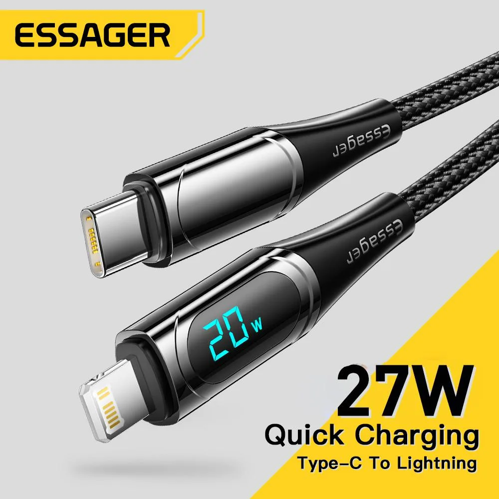 Jansicotek Jansicotek Essager YDI USB-C to Lightning Cable 27W MFi Certified Black 3.3ft — product photo