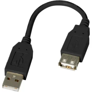Black USB 2.0 A male to A female extension cable 6 inches