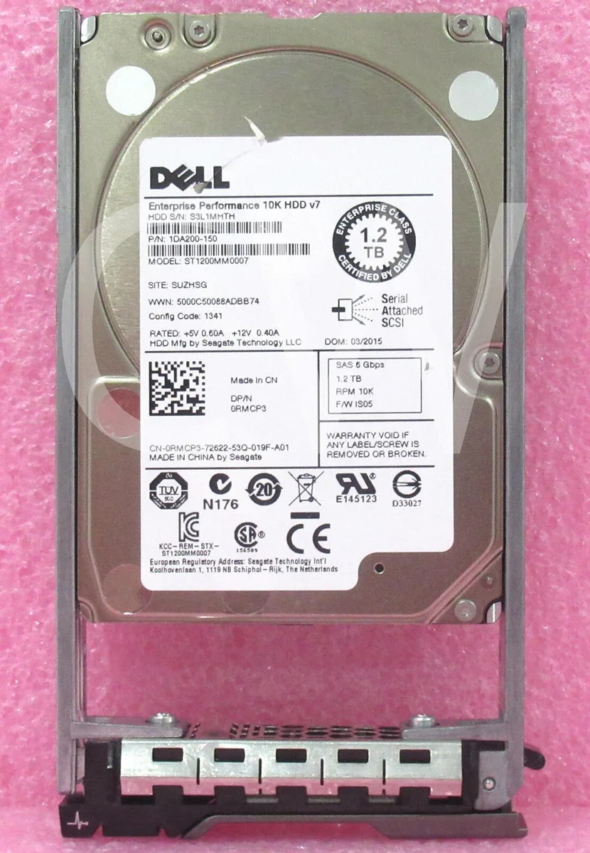 DELL DELL ST1200MM0007 1.2TB 10000RPM SAS 2.5in internal hard drive with tray — product photo