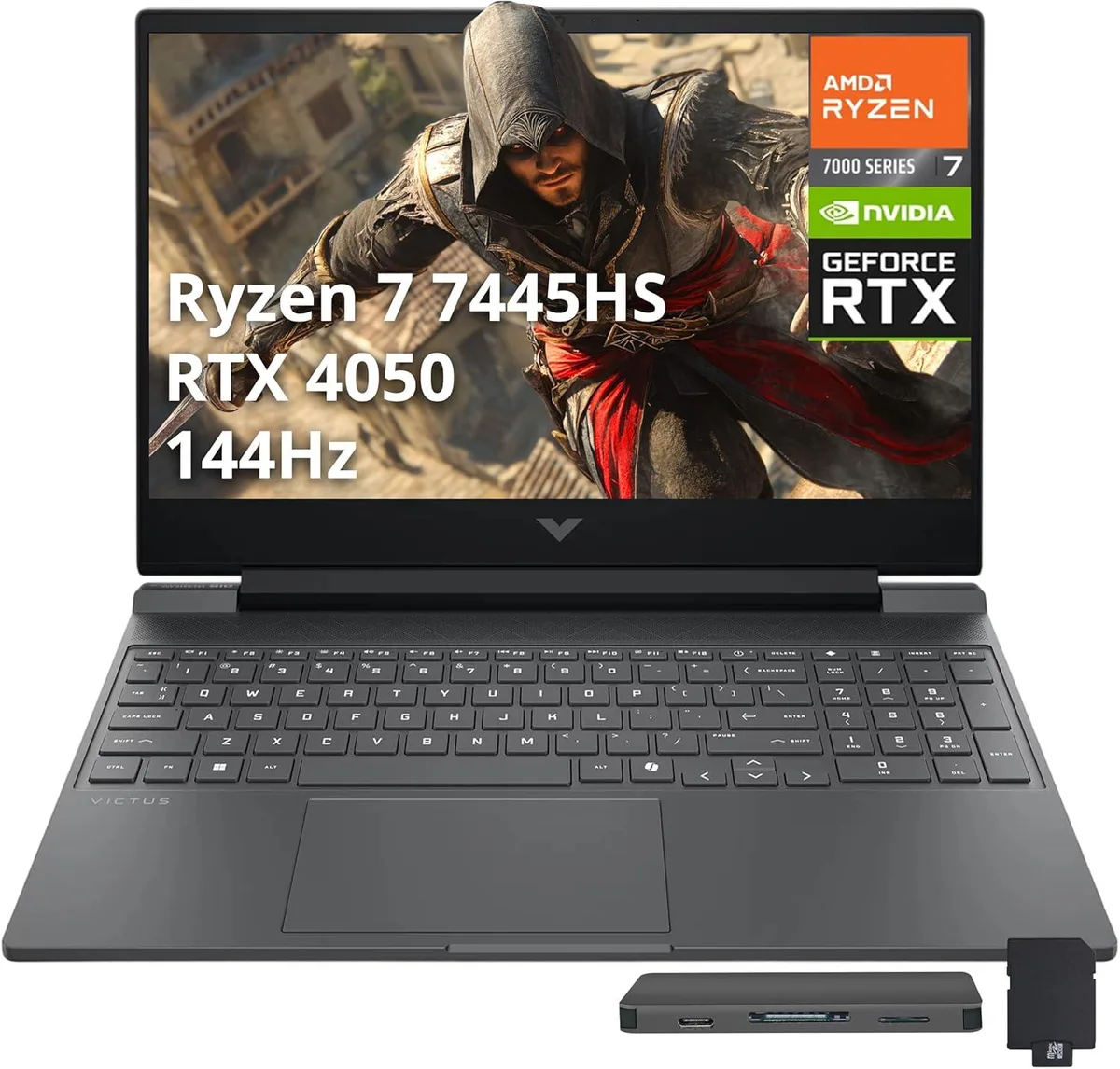 HP HP Victus 15.6" FHD 144Hz Gaming Laptop Ryzen 7 7445HS RTX 4050 16GB DDR5 1TB Mica Silver — product photo