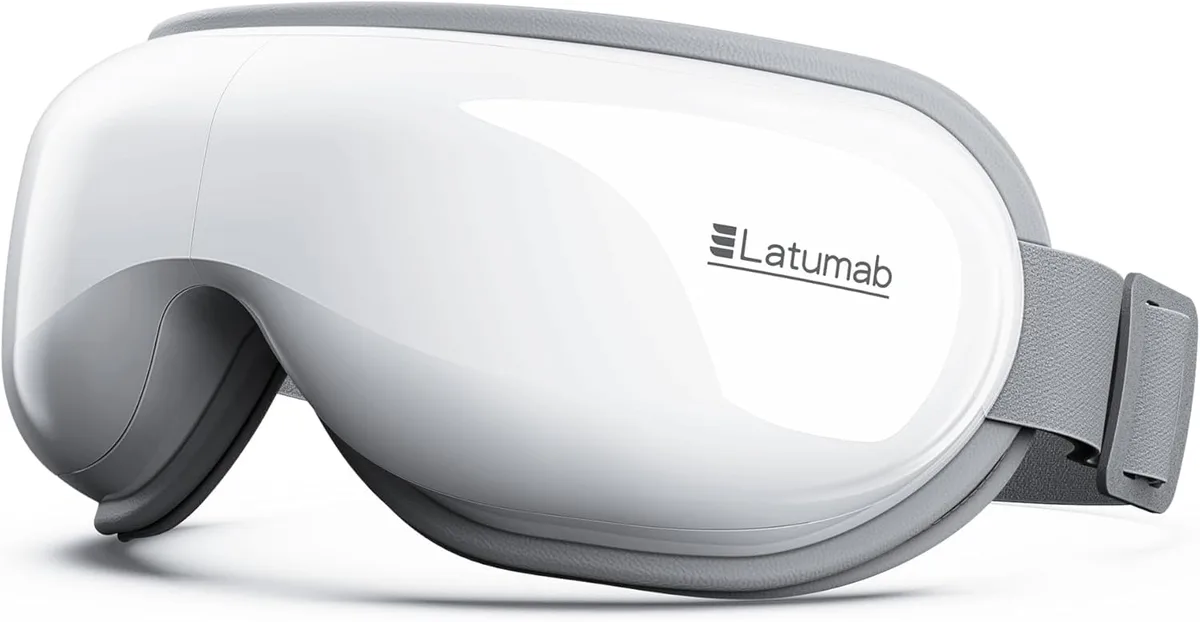 White foldable eye massager with soft PU leather finish