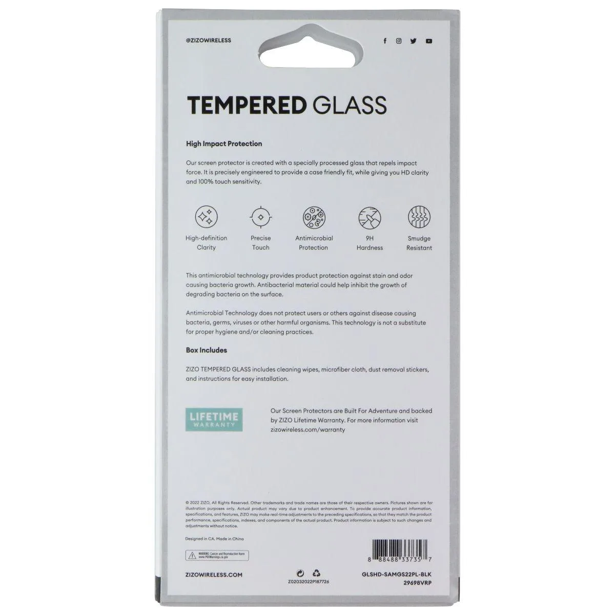 Zizo Zizo Tempered Glass Screen Protector for Samsung Galaxy S22 Plus 5G Black Edges — product photo