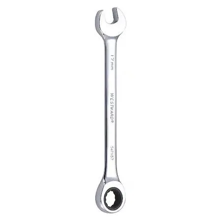 Chrome combination wrench 17 mm with 15 degree offset head