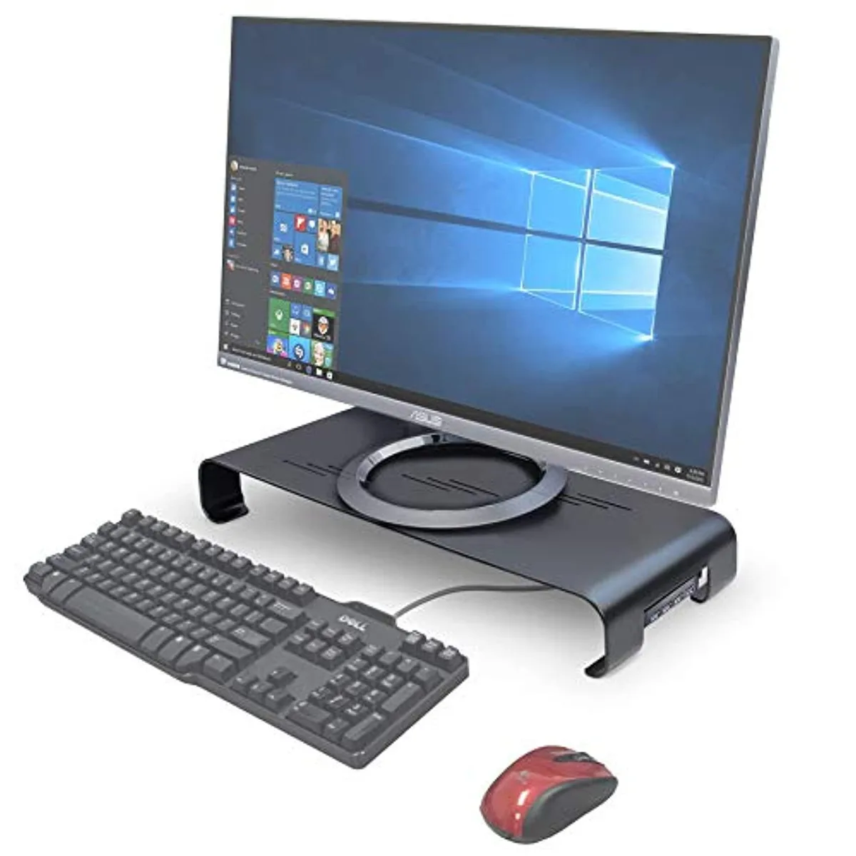Syba Syba monitor stand riser 19" platform 3.5" height USB 3.0 hub black — product photo