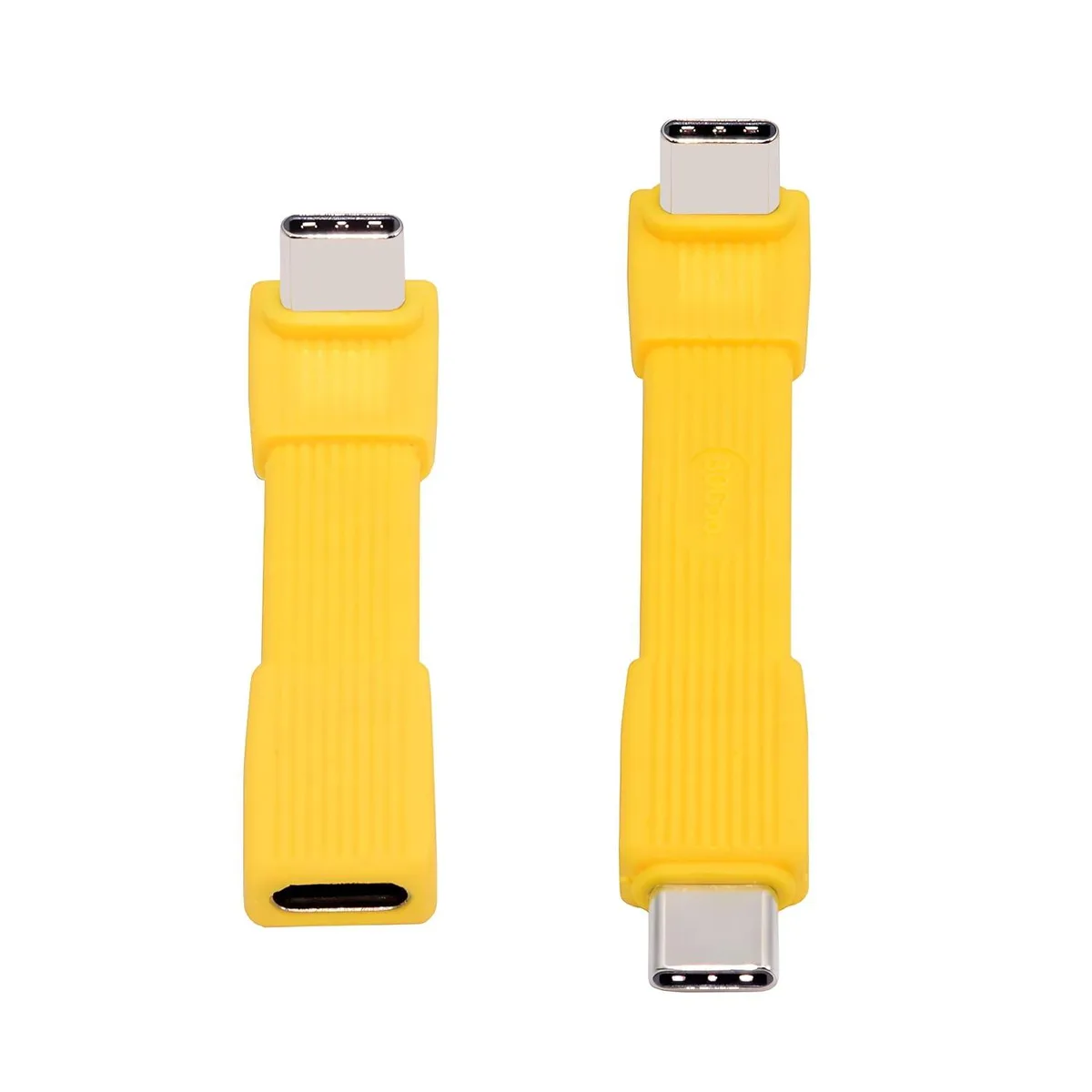 Fervit Fervit USB 5.0 80Gbps flat FPC male to male &amp; female extension 90° 240W 16K 8K 60Hz 5K yellow 2-pack — product photo