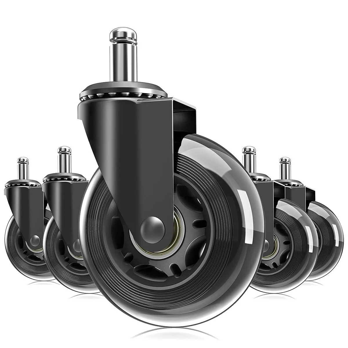  3" Office Chair Caster Wheels 7/16" Stem 600 lbs — product photo