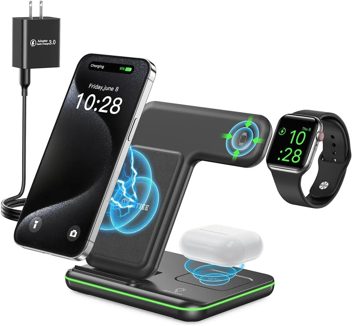 Aluratek Aluratek 3-in-1 Wireless Charger 15W Black — product photo