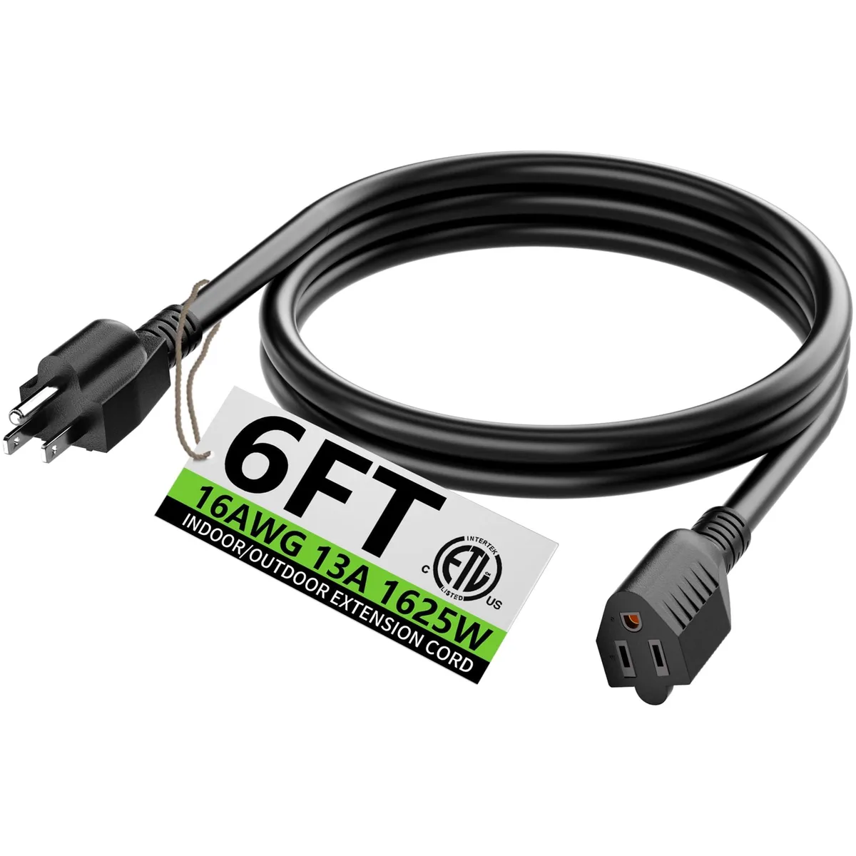  huanchain 16/3 SJTW 6FT Black Power Extension Cord — product photo