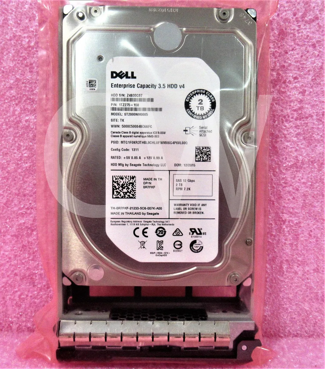 DELL DELL ST2000NM0005 2TB 7.2K RPM 12Gbps 3.5" SAS internal hard drive with caddy — product photo