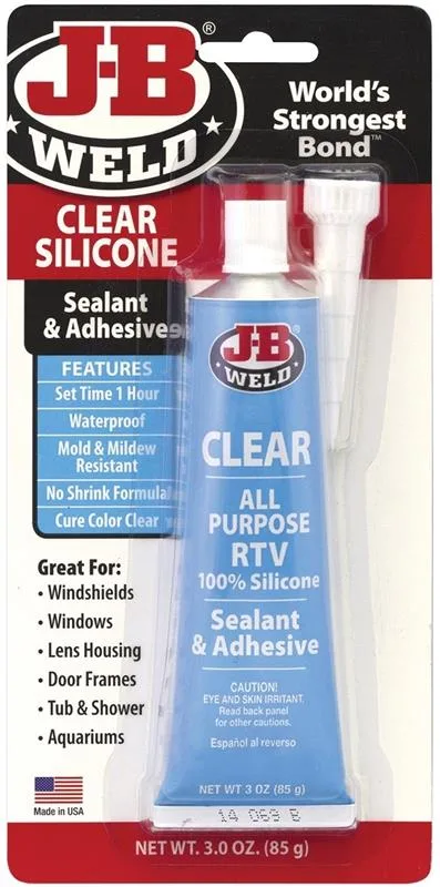 J-B Weld J-B Weld 31310 Clear Silicone Adhesive Sealant 3 oz Tube — product photo