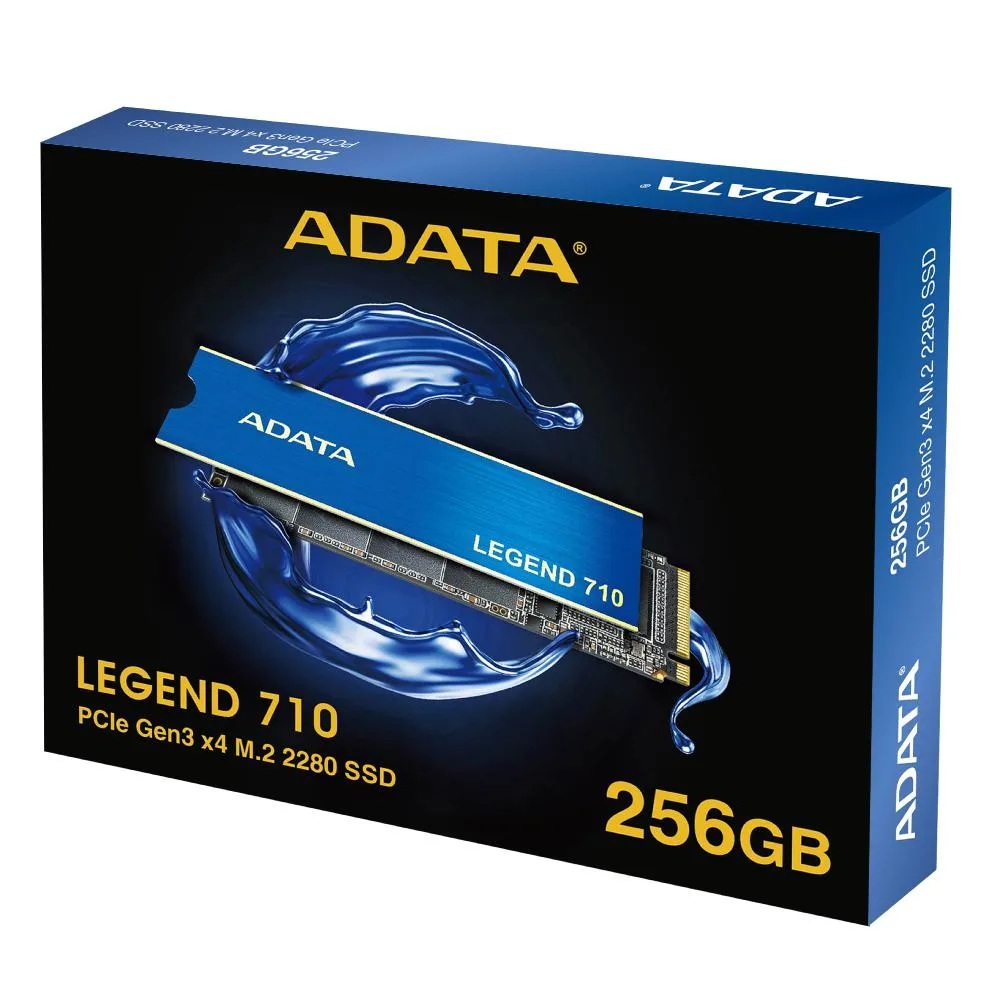 Blue and gold M.2 2280 SSD with integrated heatsink