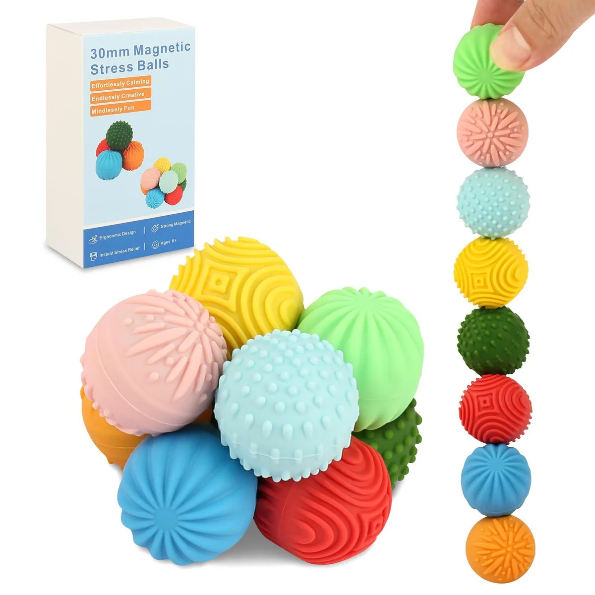 Silicone Magnetic Balls Fidget Toy 8PCS Black — product photo