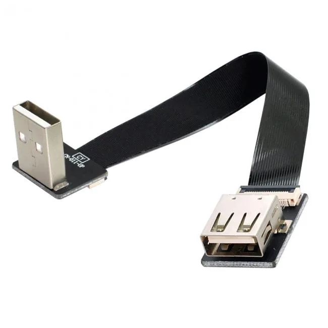 Cablecc Cablecc Up Angled USB 2.0 Type-A Male to Female Extension Flat Slim FPC Cable 10-200cm — product photo