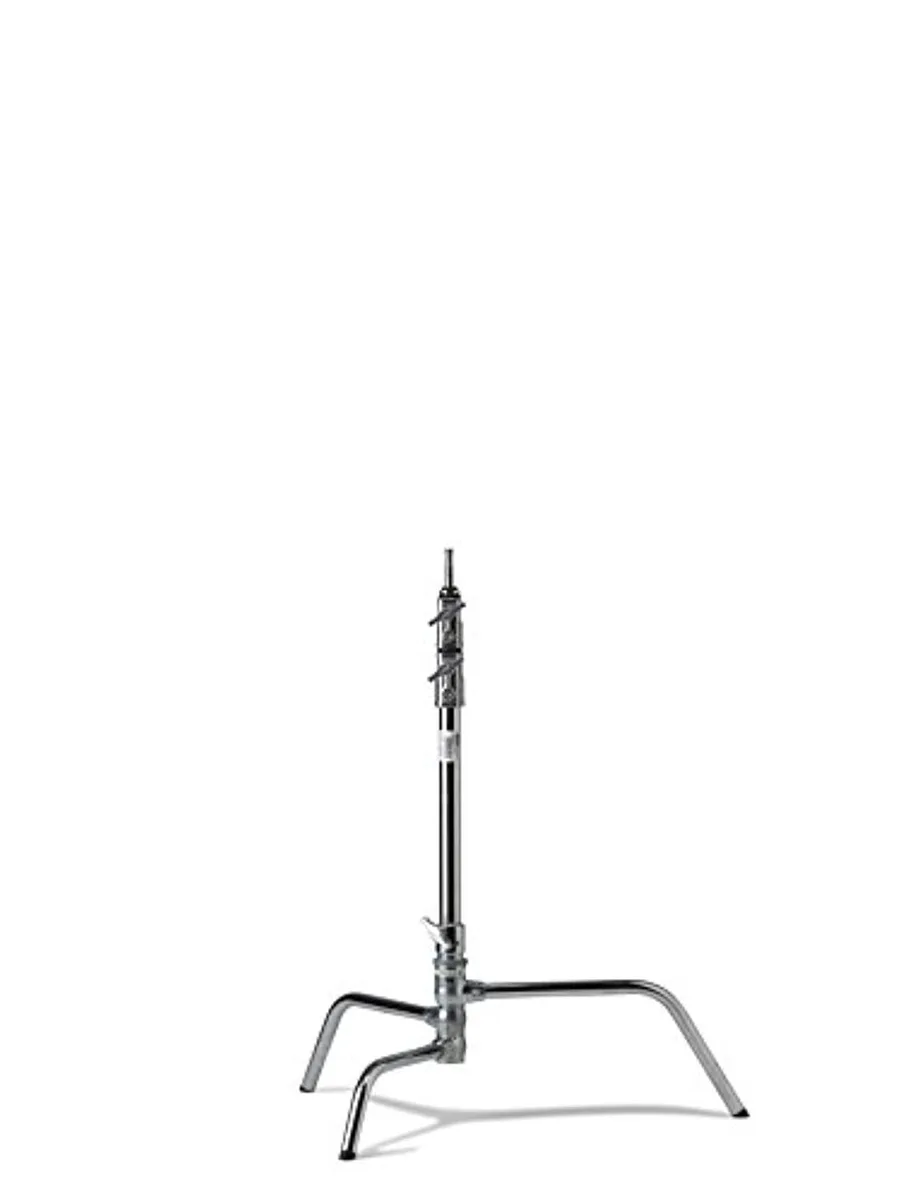 Silver Kupo 20in Master C-Stand with turtle base, chrome-plated metal frame, three nesting legs of different heights