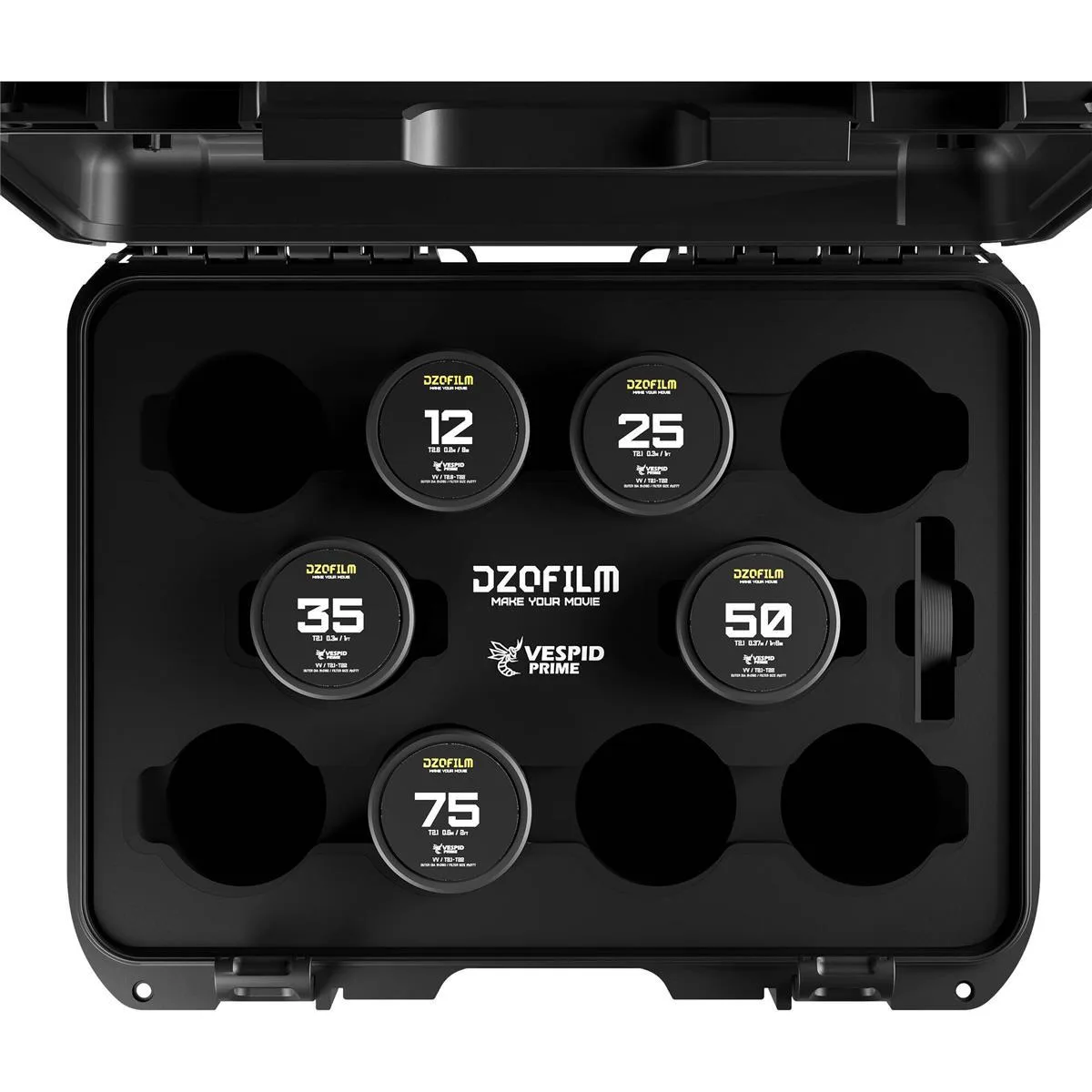 DZOFILM DZOFILM Vespid Prime Cinema 5-Lens Kit 12mm T2.8 25/35/50/75mm T2.1 PL EF Mount — product photo