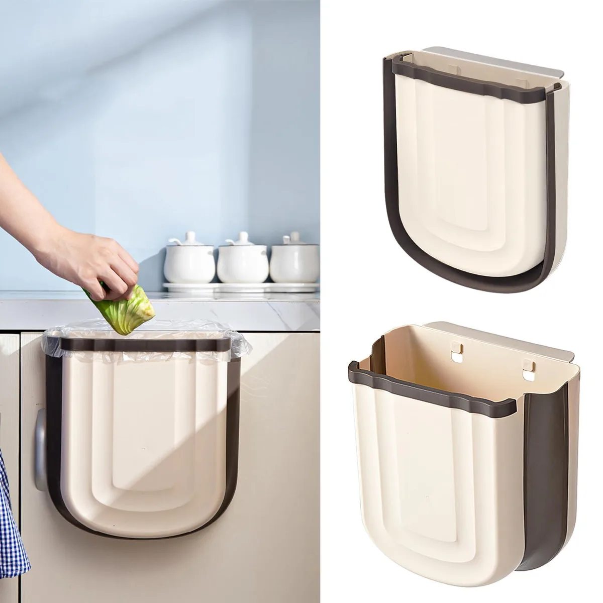  Aimkeoulee trash can 03 Hanging Waste Bin 2.4 gal Khaki 12 pack — product photo