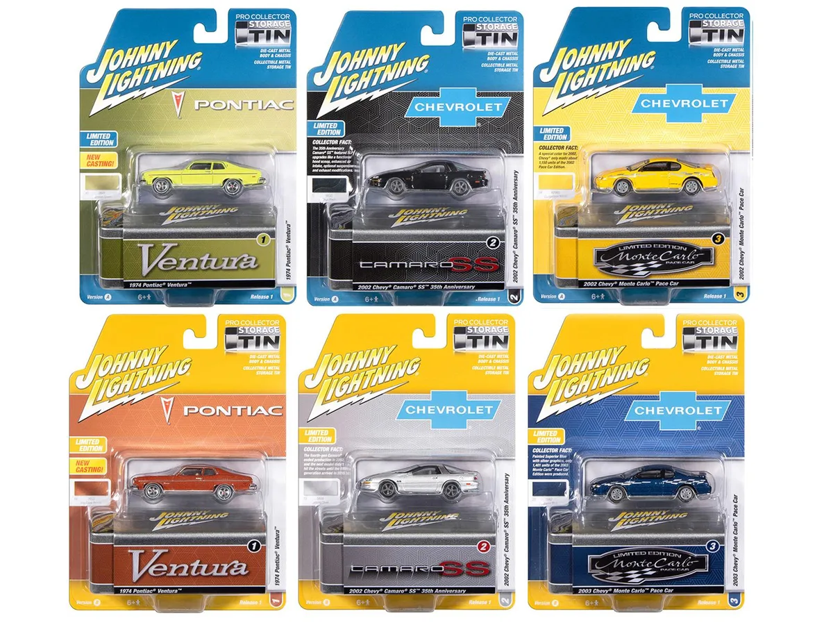 JOHNNY LIGHTNING JOHNNY LIGHTNING Collector's Tin 2026 Set of 6 Cars Release 1 Limited Edition 1/64 Diecast hobby collectible — product photo