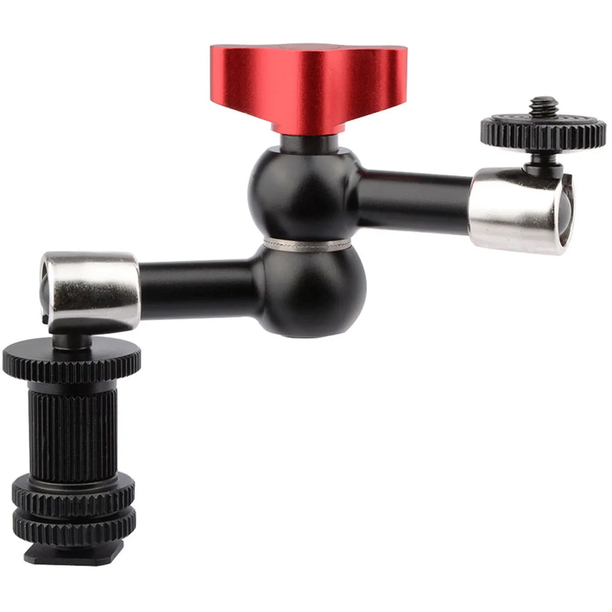 Camvate Camvate 1/4" Hot Shoe Mount 7" Articulating Magic Arm Red Knob camcorder accessory — product photo