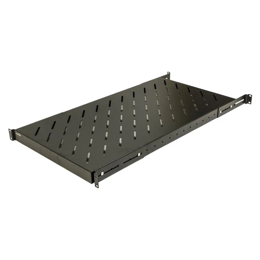 NavePoint NavePoint 1U 19-Inch Fixed 4-Post Rack Mount Shelf Adjustable Depth 18-42" Black — product photo