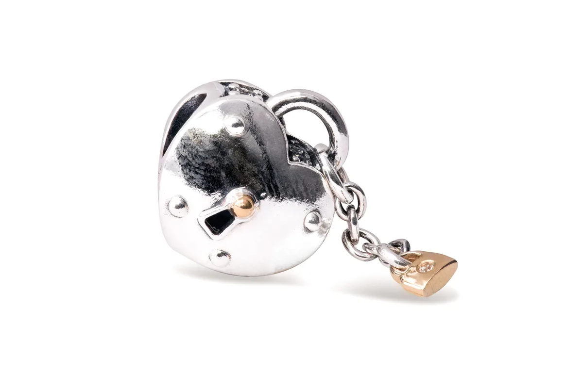 PANDORA PANDORA Two-Tone Heart and Lock Charm 14k — product photo