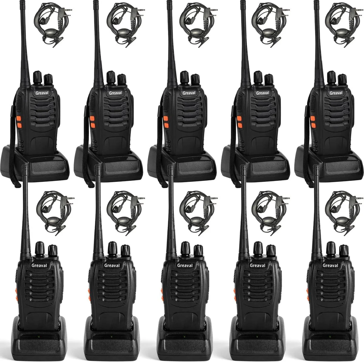 BFKK BFKK 10 Pack Rechargeable Two-Way Radios 16 Channel with Earpiece — product photo