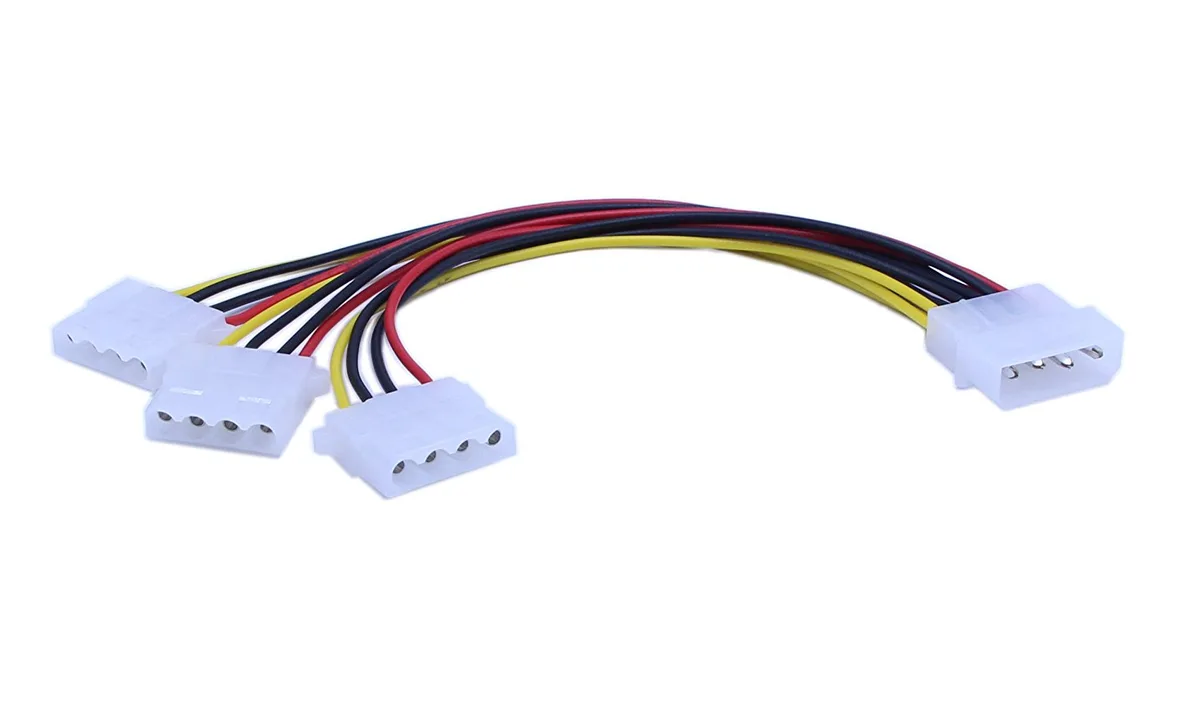 TeKit TeKit 4-Pin Molex Male to 3 Female Power Splitter Cord .5 ft 2 Pack — product photo