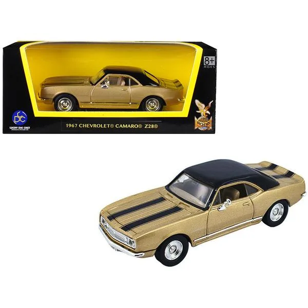 ROAD SIGNATURE ROAD SIGNATURE 1967 Chevrolet Camaro Z-28 Gold Black Stripes Top 1/43 Diecast Vehicle — product photo