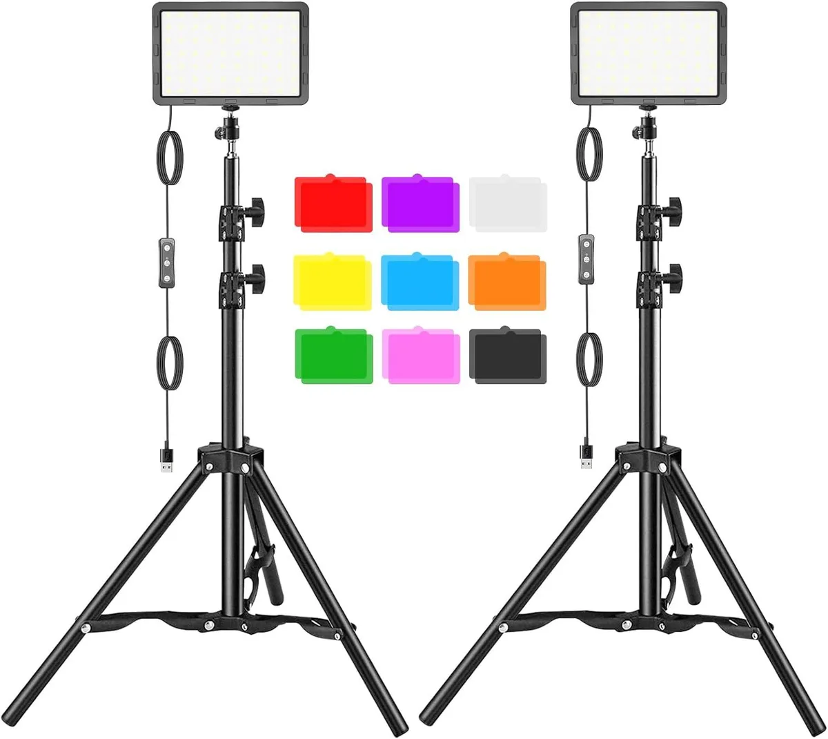 RUOCLRIS RUOCLRIS LED Video Light Kit 2 Panels Tripod 9 Filters — product photo