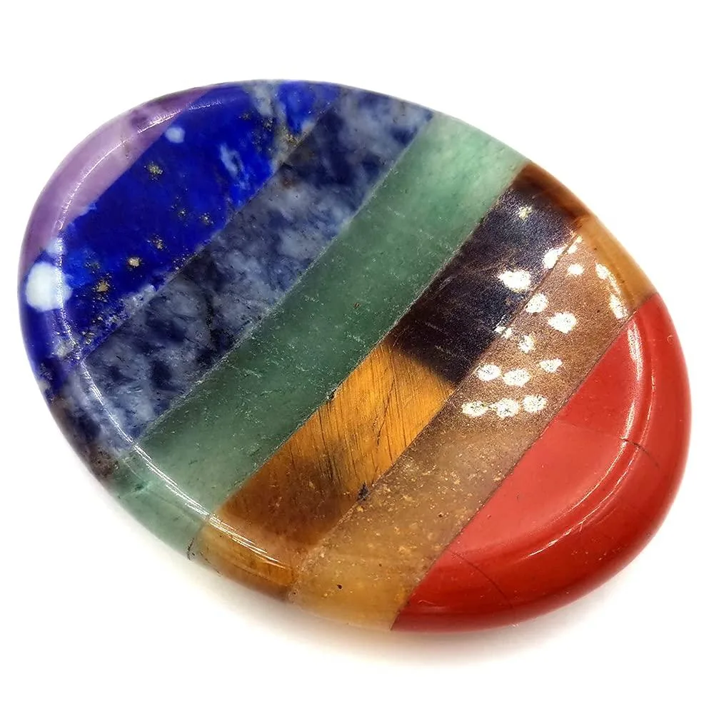  Thumb Worry Stone 7 Chakra Crystals Oval 35x45mm — product photo