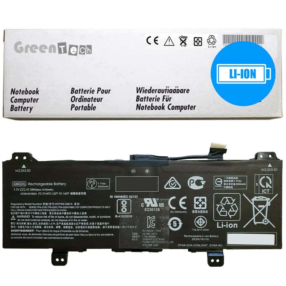 NShi NShi GM02XL laptop battery 7.7V 6142mAh 47.3Wh 2-cell for HP Chromebook 11 G6 14 G5 14-CA x360 11 G1 EE AE — product photo