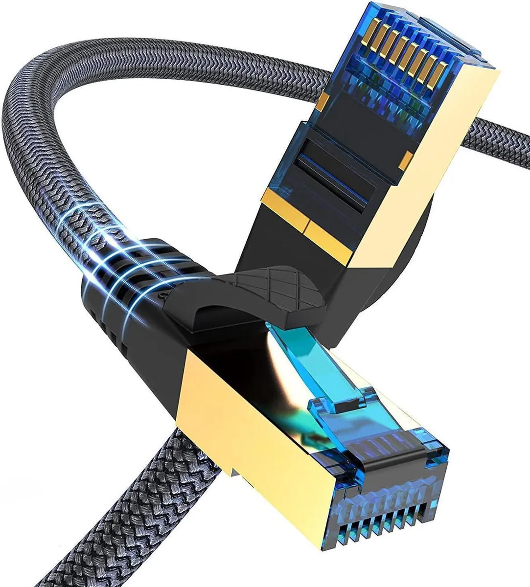Enfain Enfain Cat 8 network ethernet cable 75 ft nylon braided 40Gbps 2000MHz S/FTP 26AWG — product photo