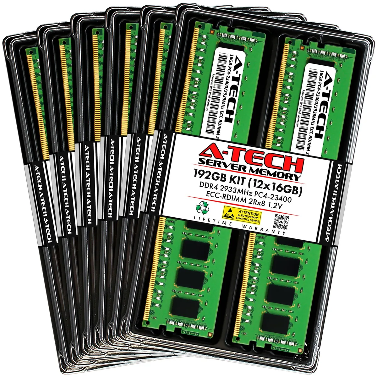 A-Tech A-Tech 192GB DDR4 2933 ECC RDIMM 12x16GB Mac Pro 2019 memory upgrade — product photo