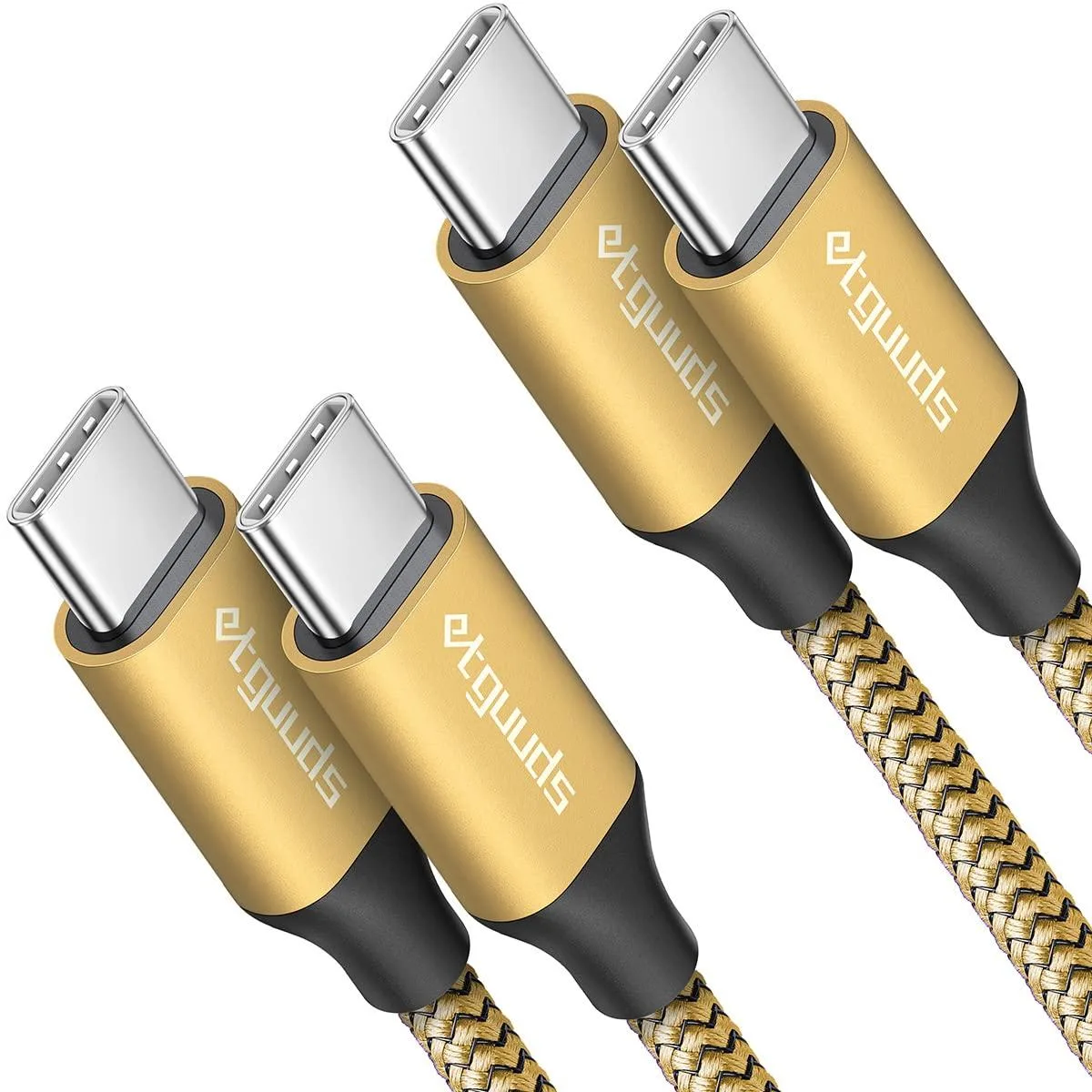  Gold USB-C to USB-C Cable 6 ft 2-Pack 60W Orange — product photo