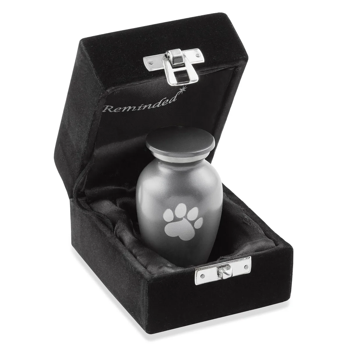 Reminded Reminded Brass Memorial Paw Print Urn - Extra Small Keepsake Gray — product photo