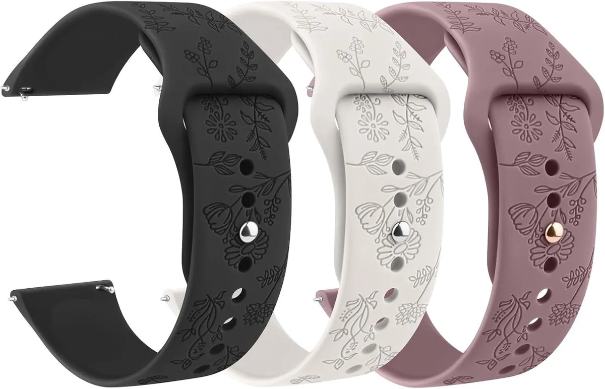 ETEIZU ETEIZU 22mm Silicone Watch Band Floral Engraved IDW13 IDW16 IDW19 IDW26 IDW28 accessory — product photo
