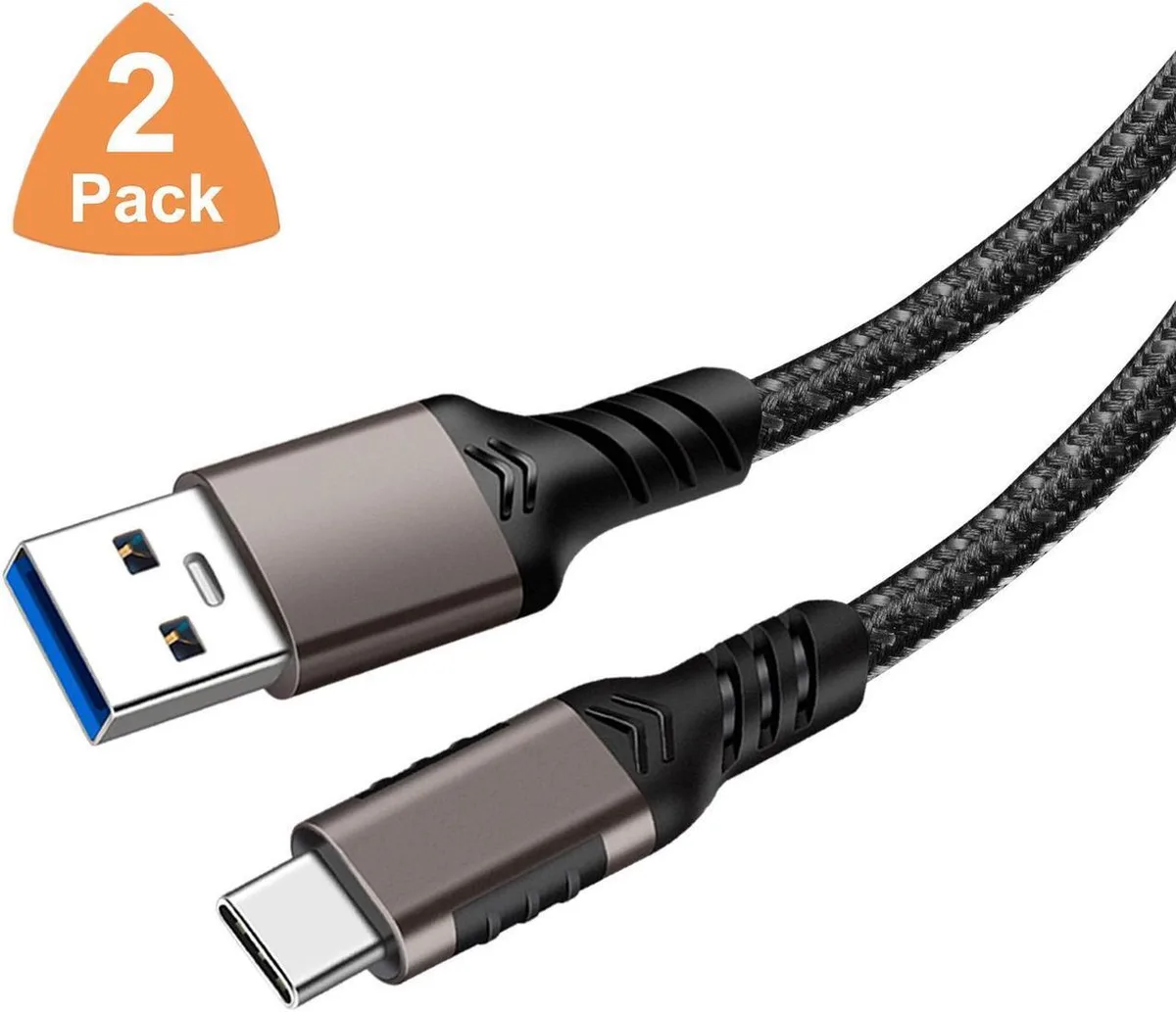 SMUGDESK SMUGDESK USB 3.1 Gen 2 A to C Cable 10Gbps 3A 60W 6.6ft 2Pack Braided — product photo
