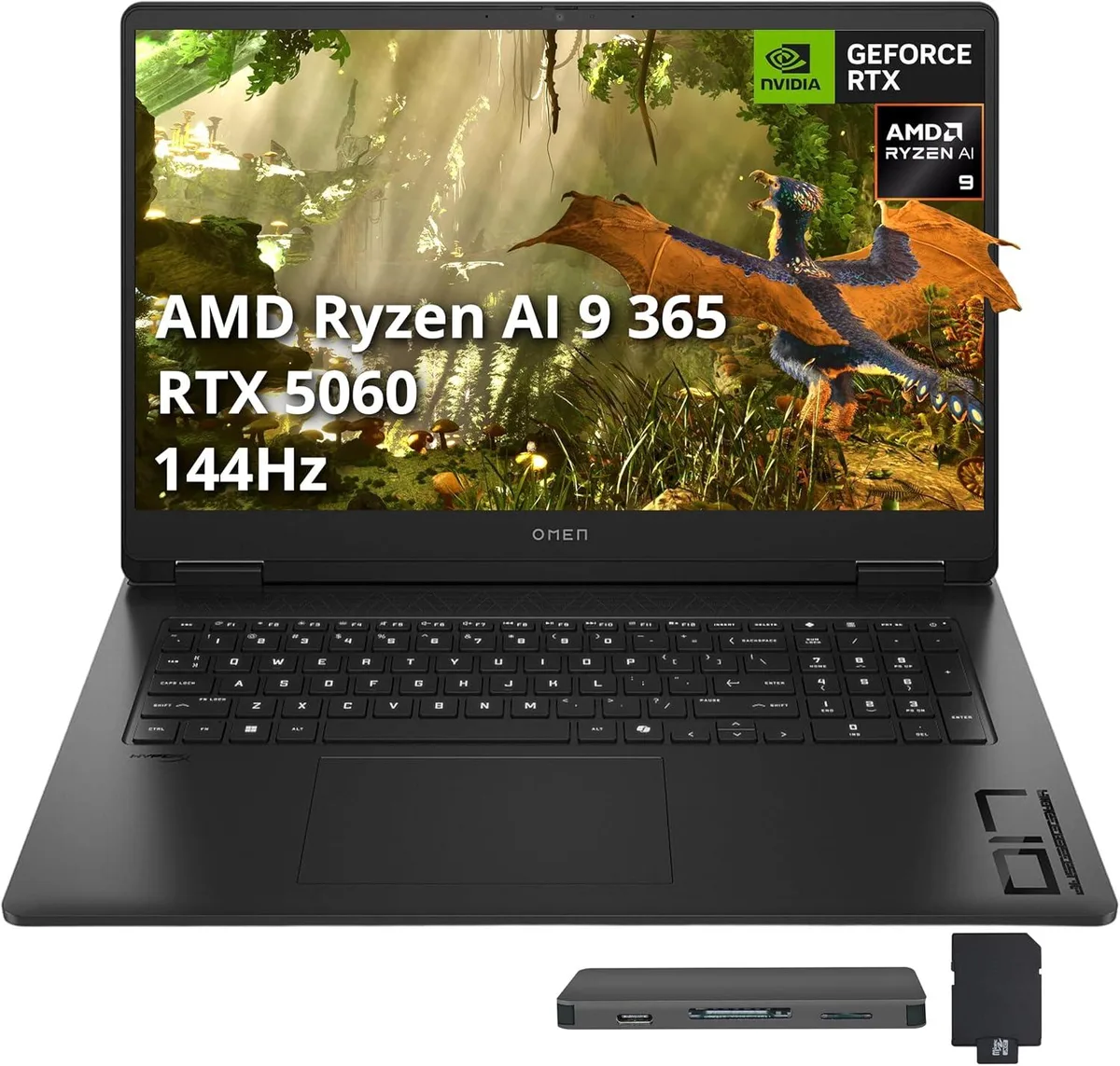 HP HP Omen 17 17.3" 144Hz FHD Gaming Laptop Ryzen AI 9 365 RTX 5060 16GB 1TB+1TB Docking Station — product photo