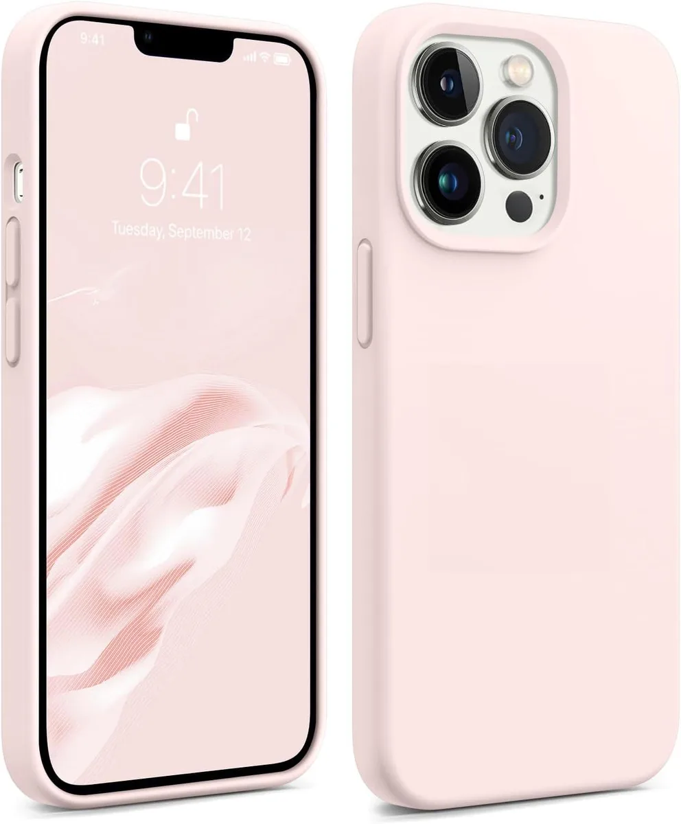 Chalk pink silicone case with microfiber lining for 6.7 inch iPhone 13 Pro Max