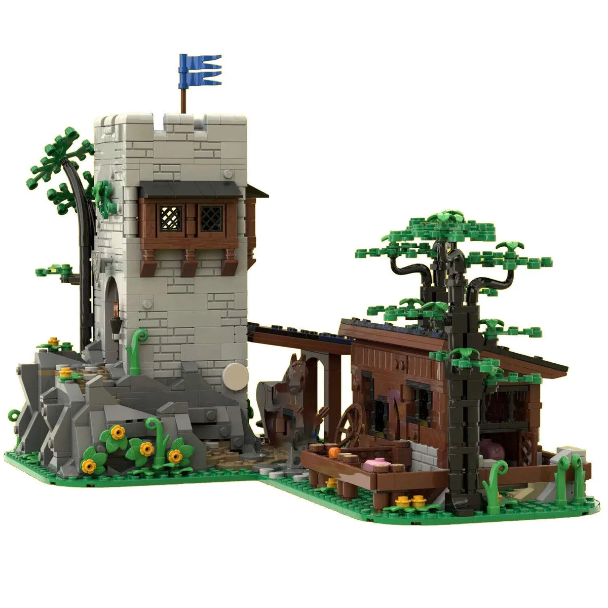 ZITIANYOUBUILD ZITIANYOUBUILD Watchtower Cottage Crypt Expansion Castle 1403 Pieces — product photo