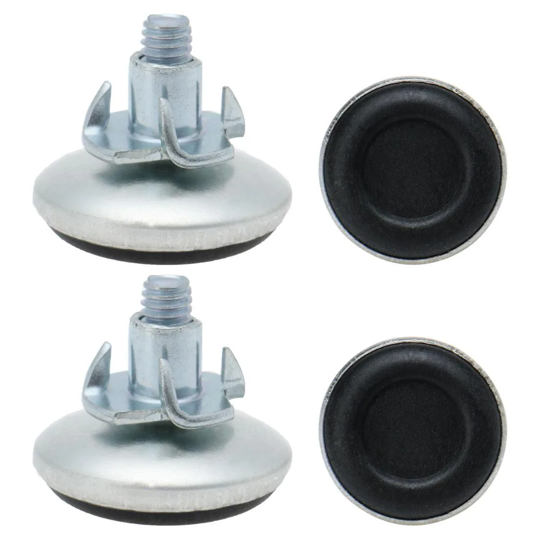 Four adjustable M6 leveling feet with plastic bases