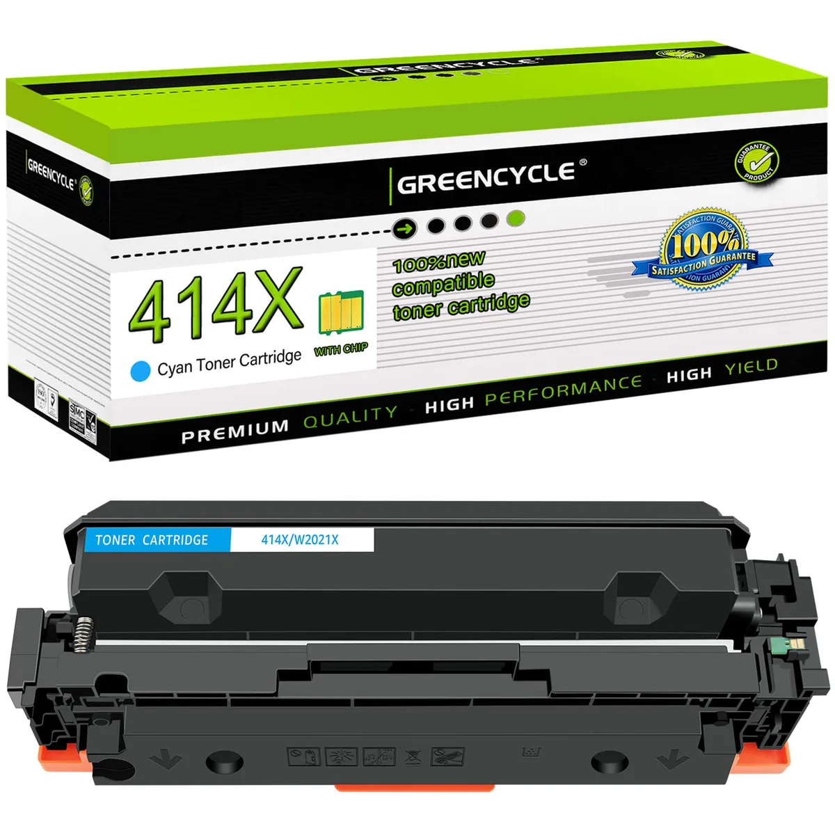GREENCYCLE GREENCYCLE 414X Cyan Toner Cartridge W2021X 6000 Pages — product photo