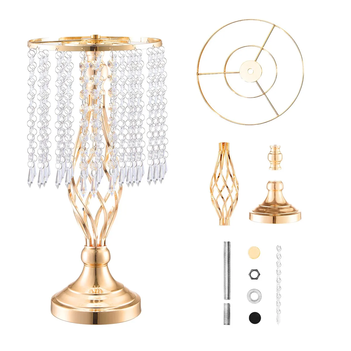 VEVOR VEVOR 20PCS 43cm Tall Crystal Wedding Flower Stand Gold — product photo