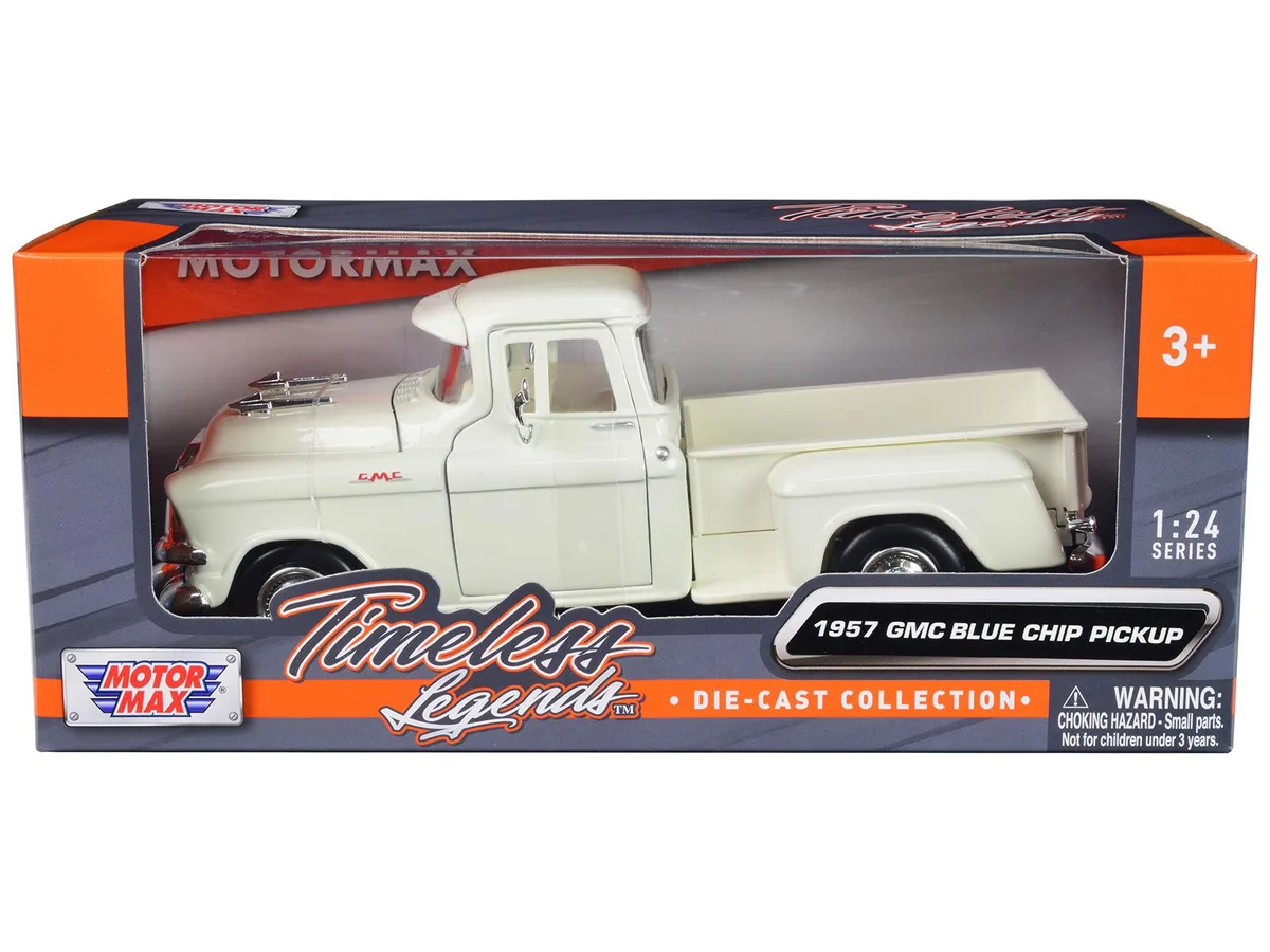 MOTORMAX MOTORMAX 1957 GMC Blue Chip Pickup Truck White "Timeless Legends" 1/24 hobby collectible — product photo